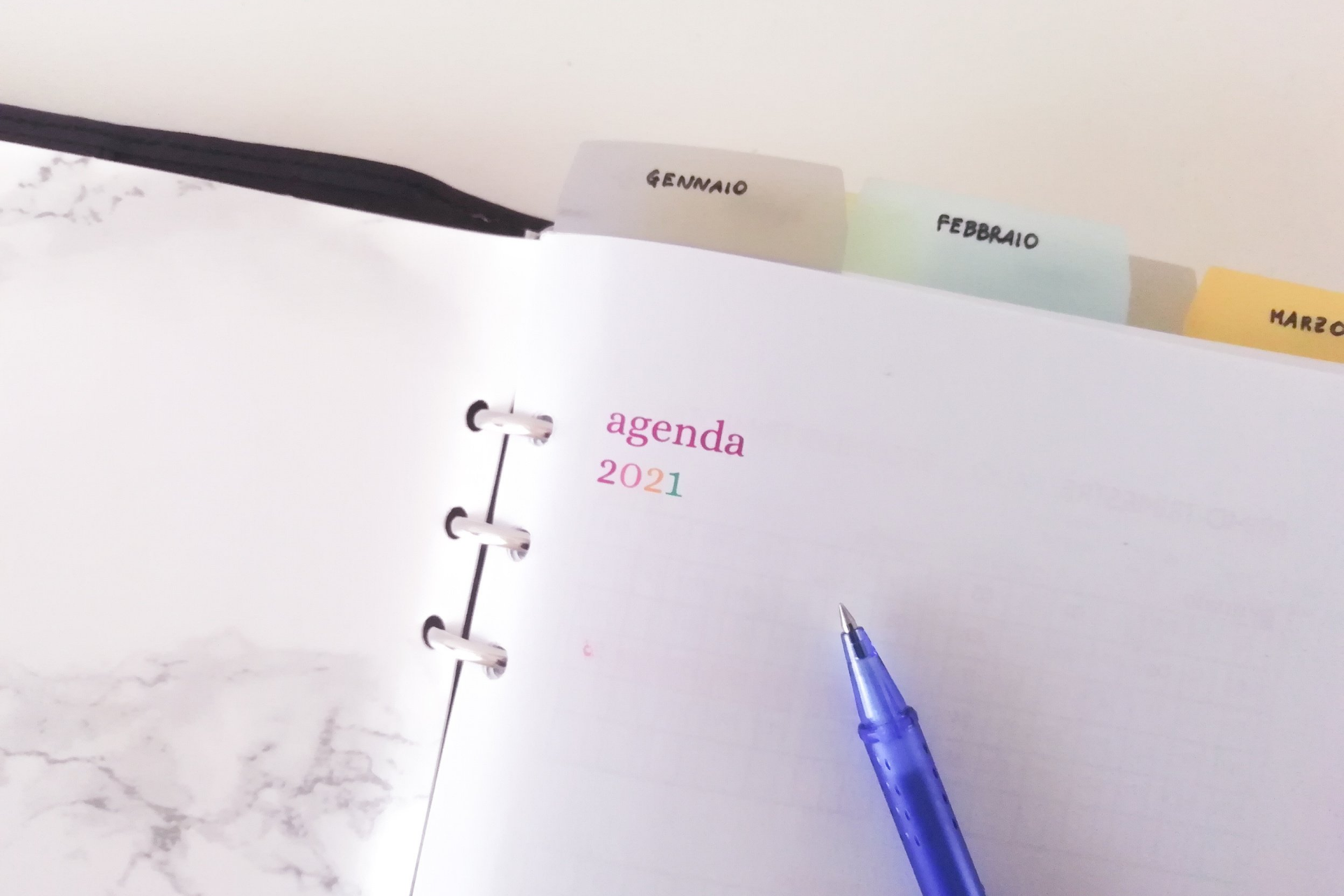 Bullet Journal in un'agenda ad anelli 